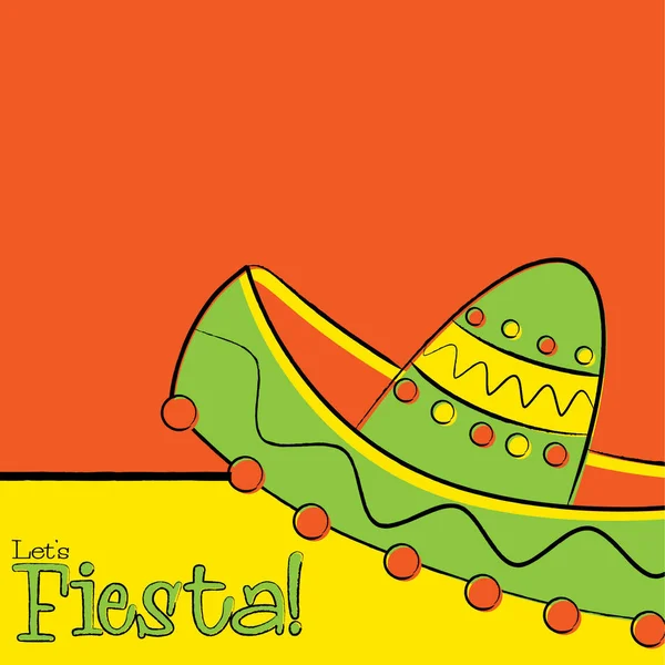 Funky hand drawn sombrero Fiesta card in vector format. — Stock Vector