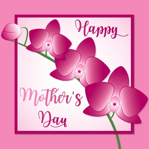 Stem of orchids Mother's Day card in vector format. — Stock Vector