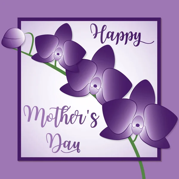 Stem of orchids Mother's Day card in vector format. — Stock Vector