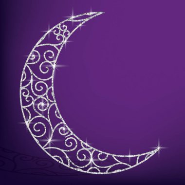 Telkari glitter ay kartı Vektör formatında.