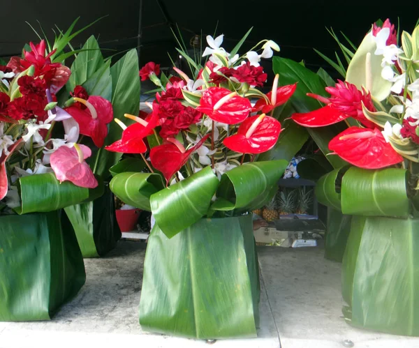 Flowers and plants in the fresh produce market in Hilo, Hawaii.