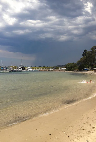 Καταιγίδα Πλησιάζει Swansea Λίμνη Μακουάρι Nsw Αυστραλία — Φωτογραφία Αρχείου