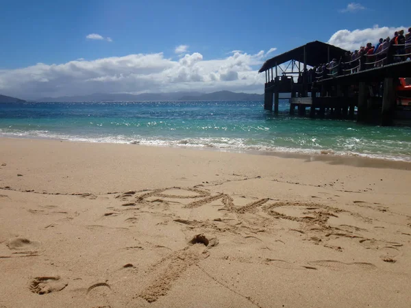 Sand Skrift Doini Papua Nya Guinea — Stockfoto