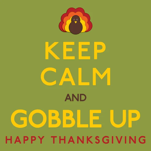 Thaksgiving Keep Calm card in vector format. - Stok Vektor