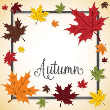 Yaprak Şükran Günü çerçeve kartını vektör biçiminde düşür.