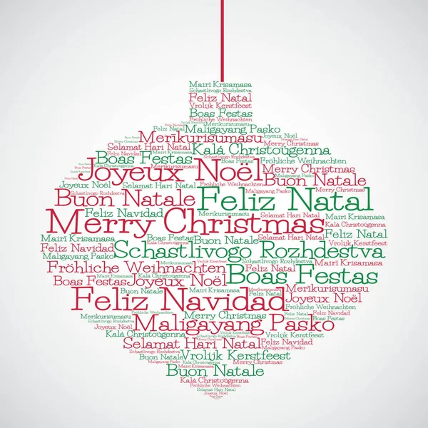 Boule de Noël faite de "Joyeux Noël" dans différentes langues — Image vectorielle