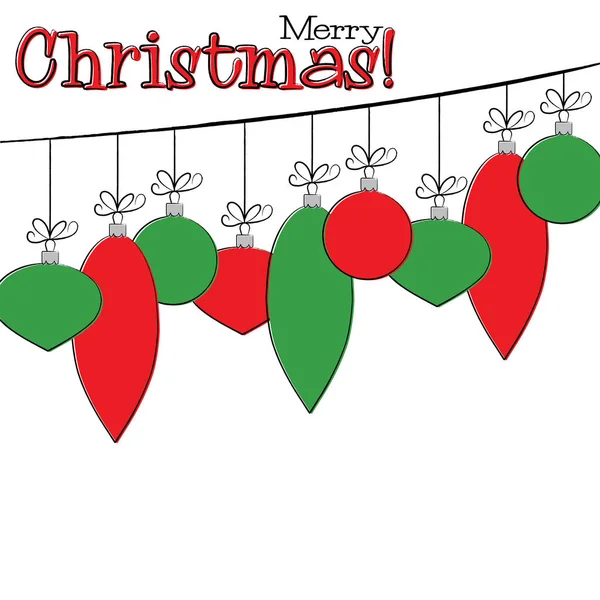 Luminoso disegno a mano bauble biglietto di Natale in formato vettoriale — Vettoriale Stock
