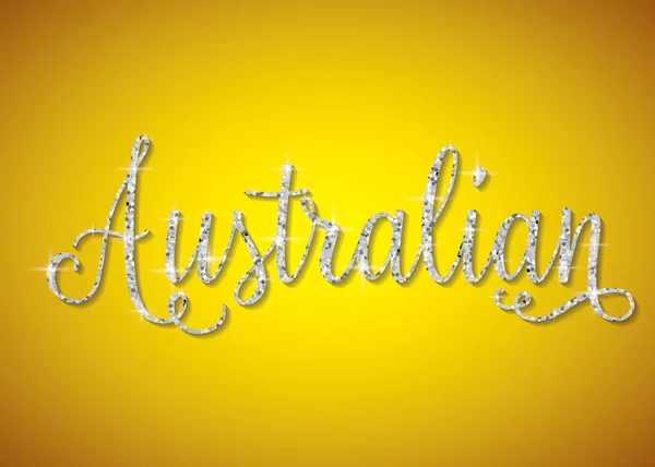 Brillante brillo iridiscente Australia texto en formato vectorial . — Vector de stock