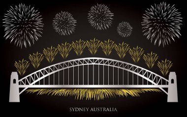 Şık altın ve gümüş renkli Sydney havai fişek kartı..