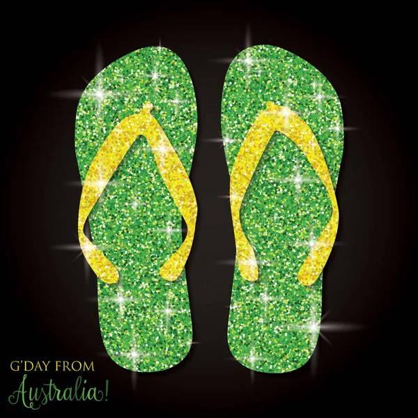 Brilho iridescente brilhante Australian Thongs (chinelos) em vecto — Vetor de Stock