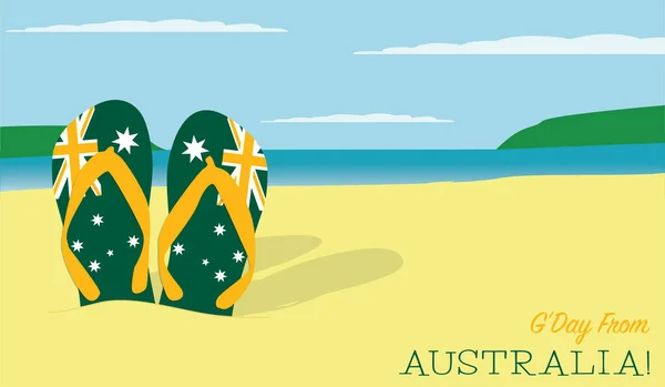 Thongs in the sand Australia Day σκηνή σε διανυσματική μορφή. Διανυσματικά Γραφικά