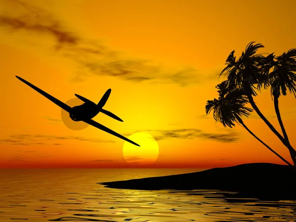 Tramonto Tropicale Aereo — Foto Stock