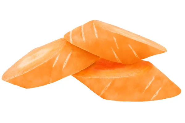 Runda bitar av morötter isolerad på vit bakgrund som paket — Stockfoto