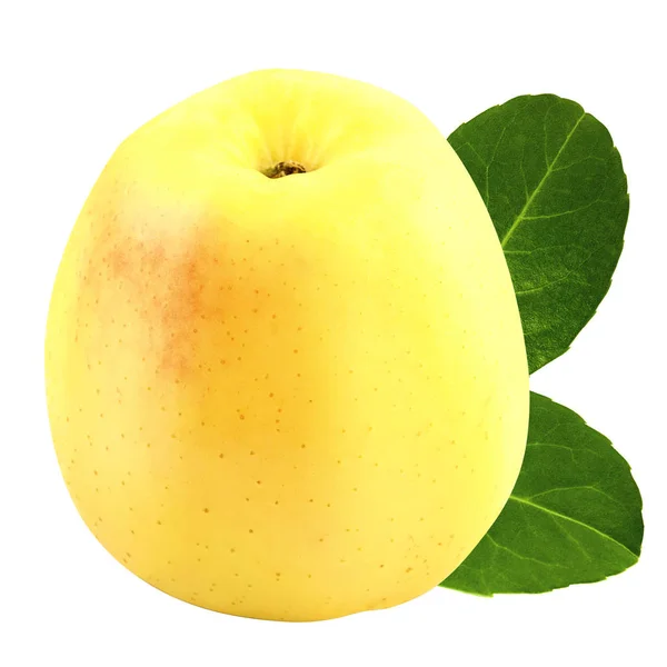 Жовте яблуко ізольовано відсічним контуром — стокове фото
