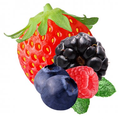 Beyaz üzerine nane ile taze çilek