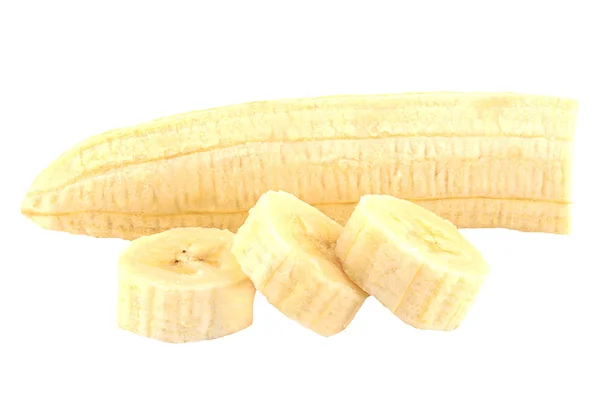 흰색 배경에 고립 컷된 바나나를 벗 겨 — 스톡 사진