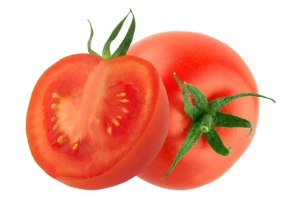 Eineinhalb frische Tomaten isoliert — Stockfoto