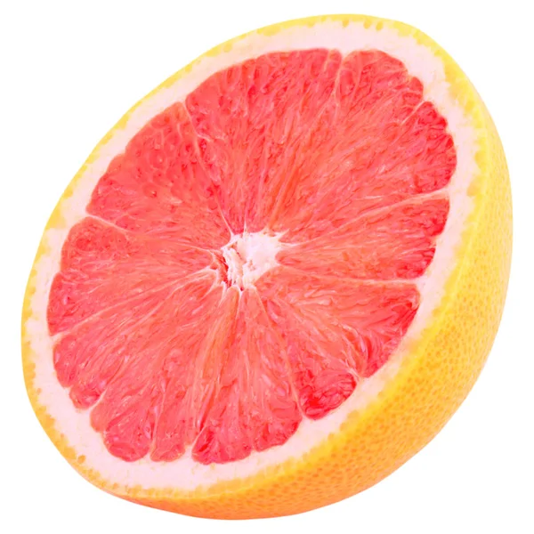 Fruta de toranja cortada isolada sobre fundo branco com recorte — Fotografia de Stock