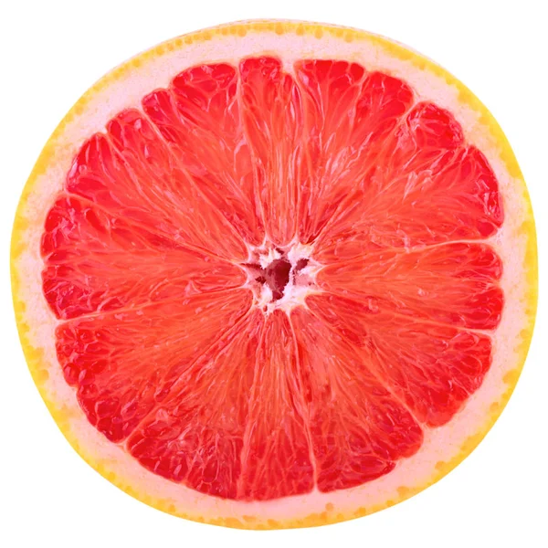 Eine Scheibe Grapefruit isoliert auf weißem Hintergrund mit Ausschnitt — Stockfoto