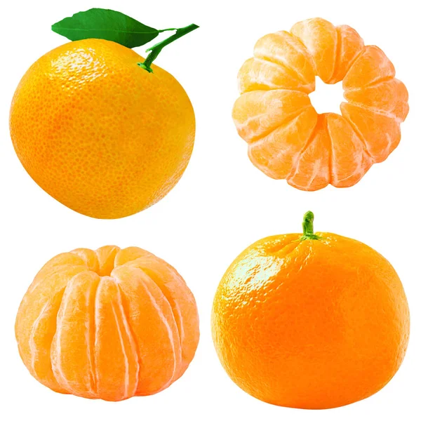 Collection de mandarines fruits isolés sur blanc — Photo