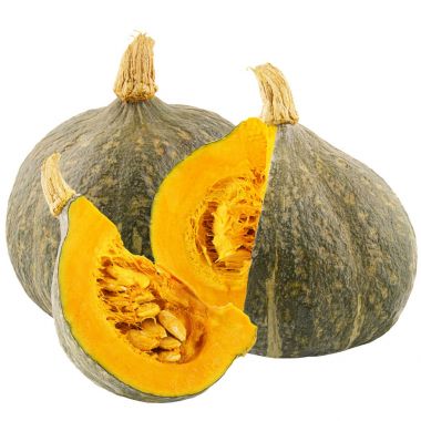 Bir bütün ve beyaz arka plan üzerinde izole kesme kabaklar