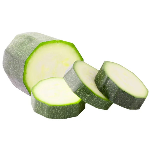 Snijdt courgette geïsoleerd op witte achtergrond — Stockfoto