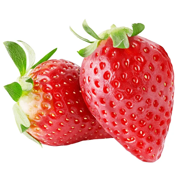 Zwei frische Erdbeerfrüchte isoliert auf weißem Hintergrund — Stockfoto