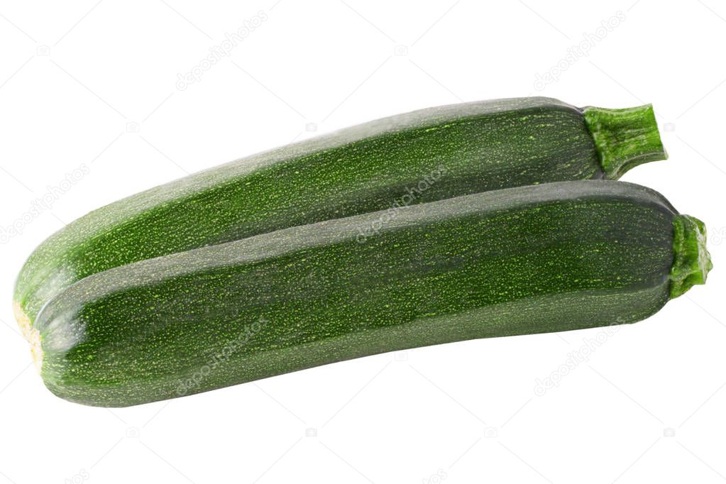 Two whole zucchini isolated on white