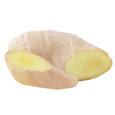 İki adet zencefil kökü üzerinde beyaz izole