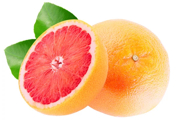 Eine frische Grapefruit und halb isoliert auf weiß — Stockfoto