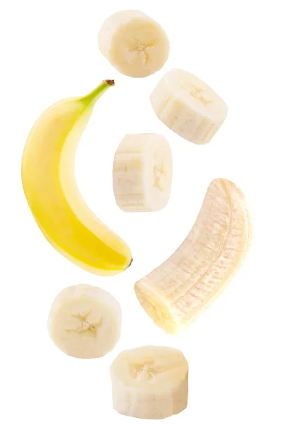 Plátano cayendo aislado en blanco —  Fotos de Stock