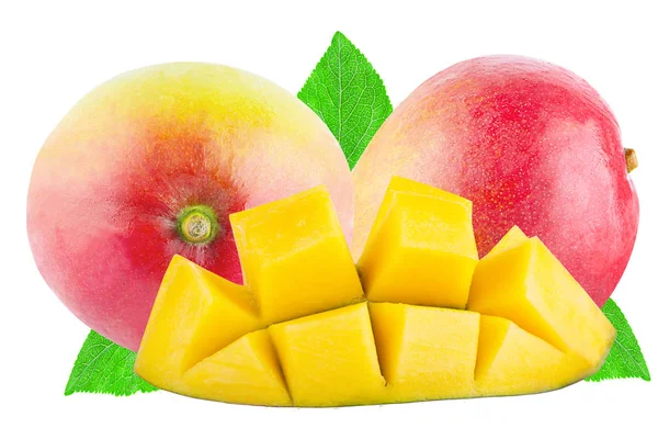 Dos mango entero y rebanada aislada —  Fotos de Stock