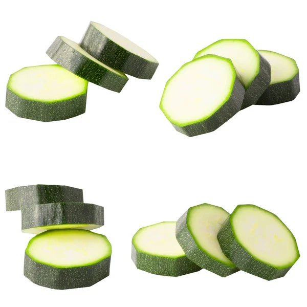 Sammlung isolierter Zucchini auf Weiß — Stockfoto