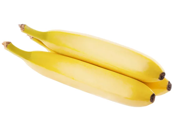 Tres plátanos frescos enteros sobre blanco —  Fotos de Stock