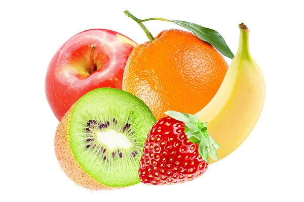 全新鲜的各种水果在白色背景下分离 — 图库照片