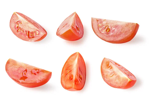 Verzameling van gesneden tomaten geïsoleerd op witte achtergrond — Stockfoto