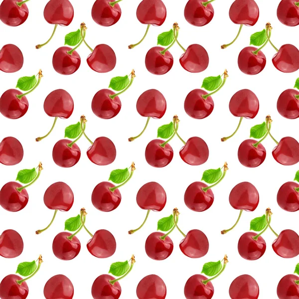 Целая красная вишня выделена на белом фоне — стоковое фото