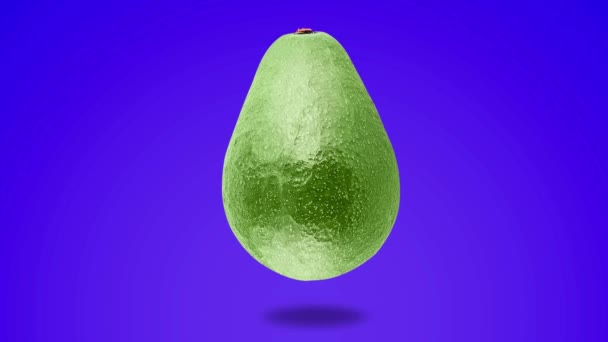 Анімація фруктів Авокадо на неоновому барвистому фоні — стокове відео