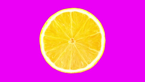 Animación de frutas de limón sobre un fondo colorido de neón — Vídeo de stock