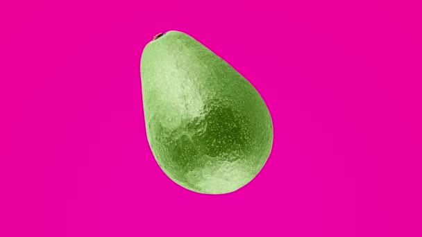 Animation von Avocadofrüchten auf neonfarbenem Hintergrund — Stockvideo