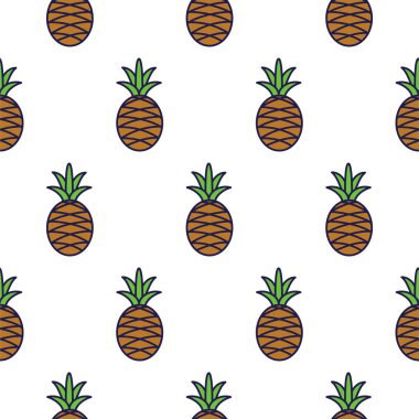 Ananas çizgi simge sorunsuz vektör deseni.