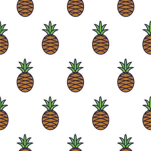 Icono de línea de piña patrón de vector sin costura . — Vector de stock