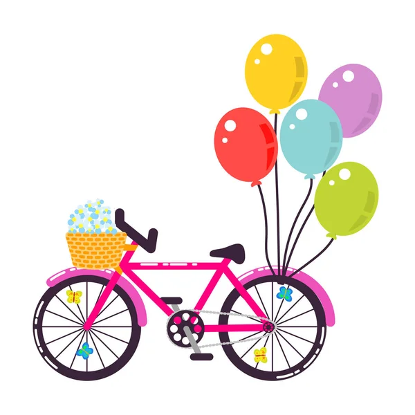Illustration vectorielle vélo cadeau rose fille . — Image vectorielle