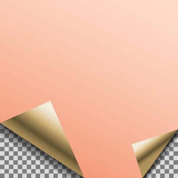Folded copper foil blank vector note planner sticker. — Stock Vector
