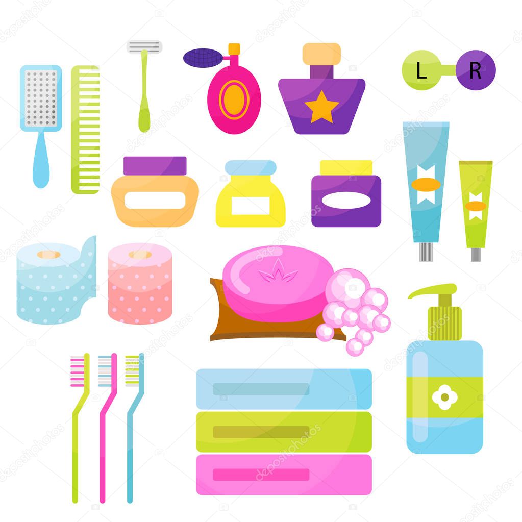 Personal hygiene vector items.