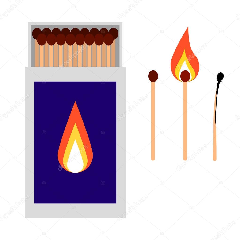 Open matchbox with matches vector illustration.