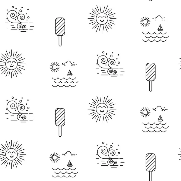Ligne de plage d'été icône motif vectoriel sans couture . — Image vectorielle