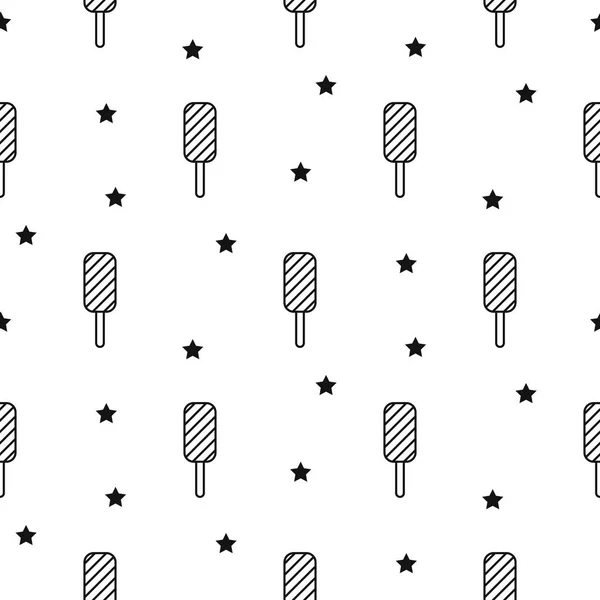 Línea icono helado de paleta patrón sin costuras . — Archivo Imágenes Vectoriales