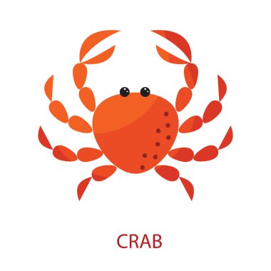 Kırmızı yengeç karikatür vektör simge tasarlamak.