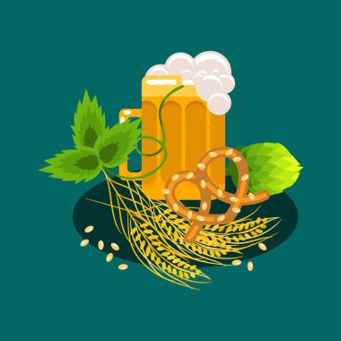 Bira Festivali çizgi film vektör afiş çizim.